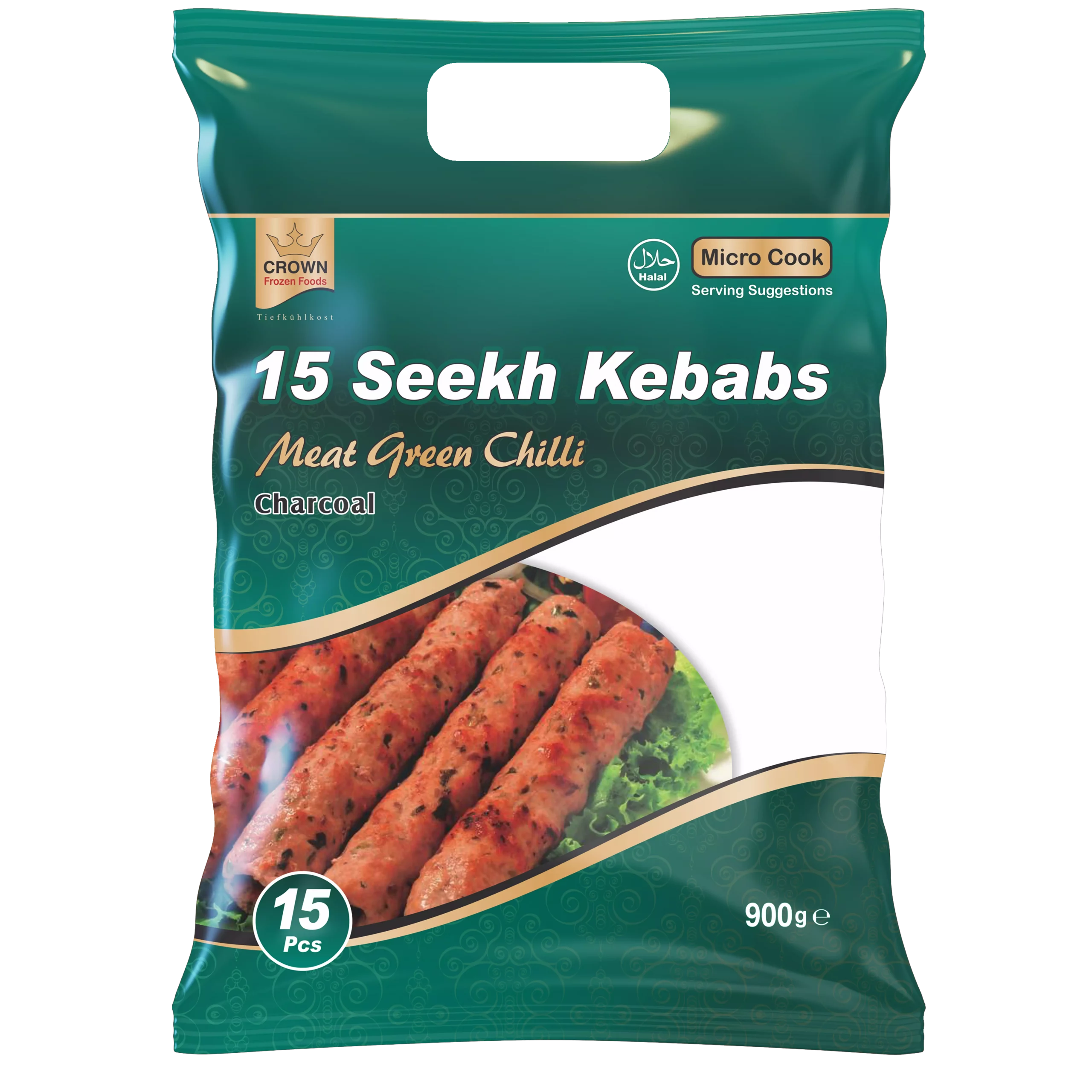 Crown Green Chilli Lamb Seekh Kebab 900g (15 pcs.)